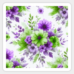 Purple Green Spring Flowers Sticker